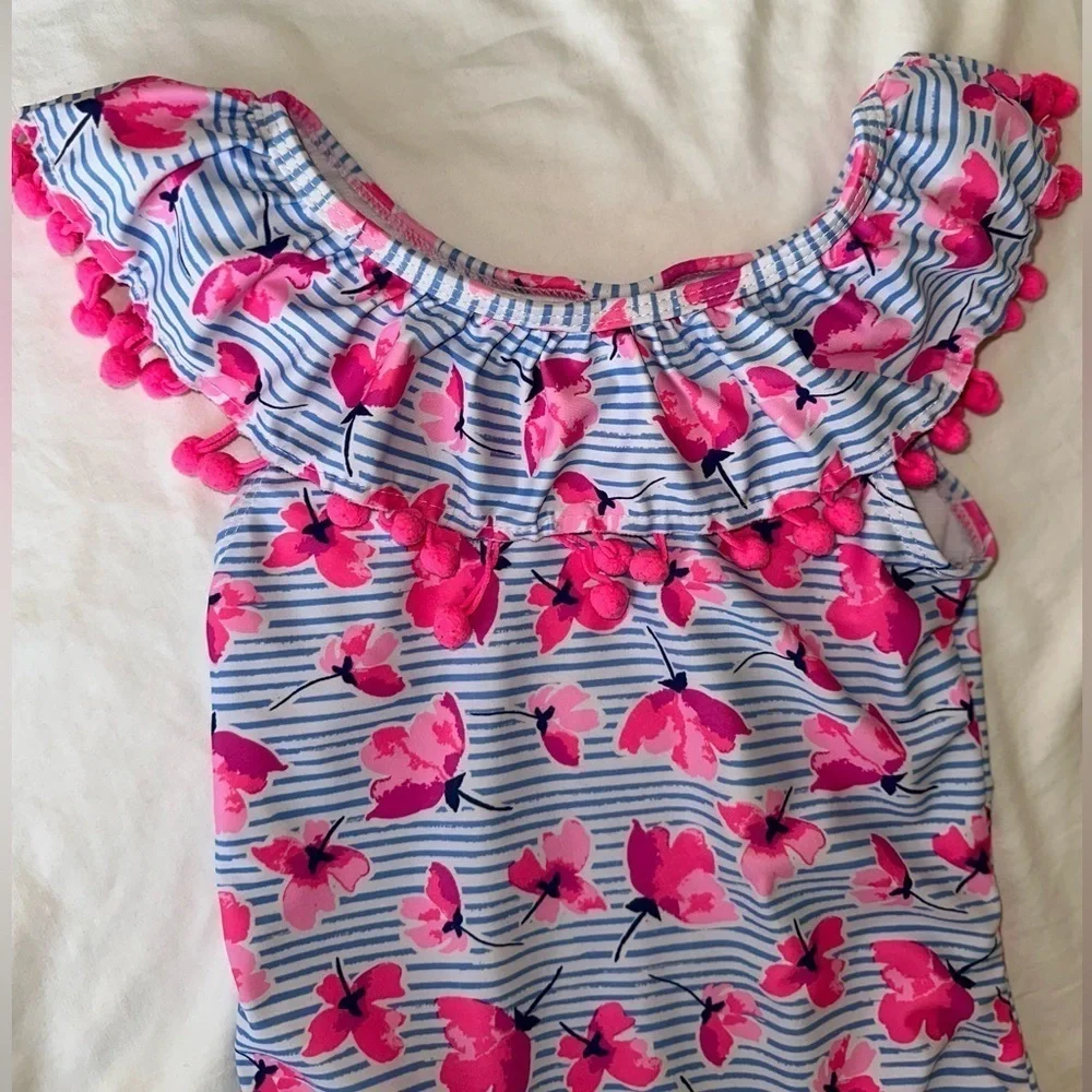 Striped one piece swimsuit for little girls size 6x
